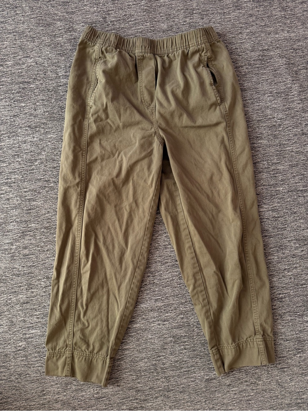 Zara Olive Green Cropped Elastic-Waist Jogger Pants